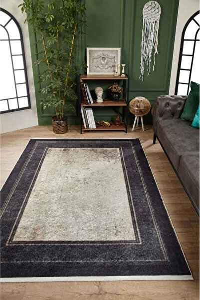 halinet Halı.Net Gray Modern Washable Non-Slip Living Room Carpet Haln-Hln1755