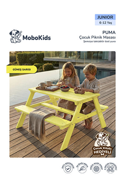 mobokids Dış Mekan Piknik Masası Puma Masif Ahşap 4 kişilik Junior 6 - 12 Yaş...
