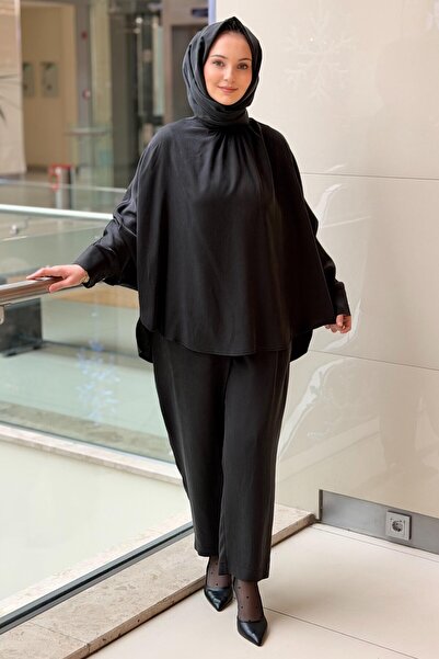 Ghisa Batwing Sleeve Short Front Long Back Tunic Pant Set