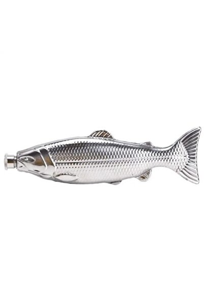 OEM Flacon în formă de pește, din oțel inoxidabil, 23 x 7 x 3 cm, 200 ml, Arg...