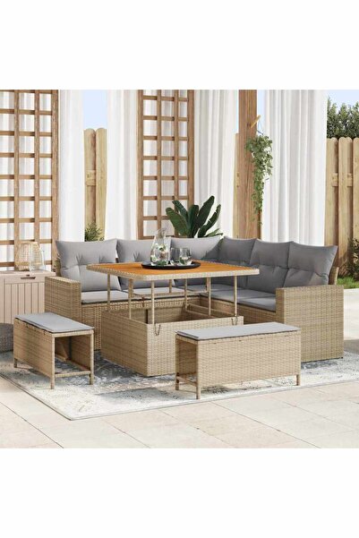 vidaxl Set de canapele pentru gradina 8 pcs Bej poliratan