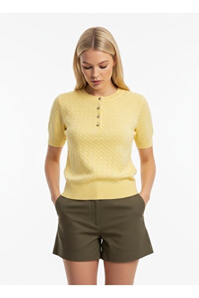 Arbucky Women's Crew Neck Braided Knitwear Blouse