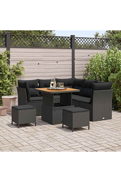 vidaxl Set de canapele pentru gradina 8 pcs Negru poliratan
