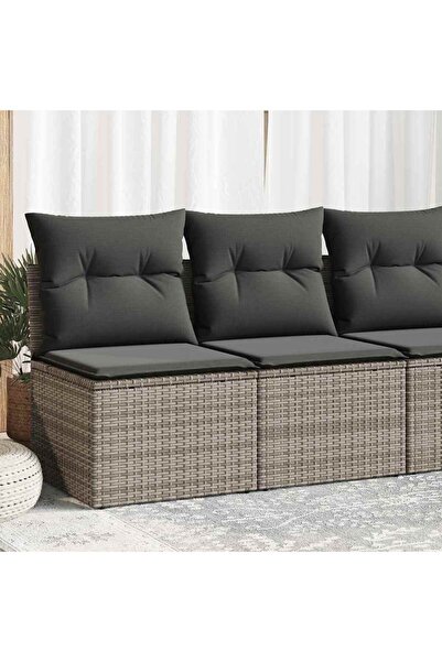 vidaxl Set mobilier gradina cu perne 2 piese gri poliratan/lemn acacia
