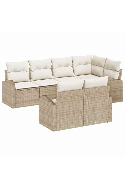 vidaxl Set de canapele pentru gradina 7 pcs Bej È™i Alb poliratan