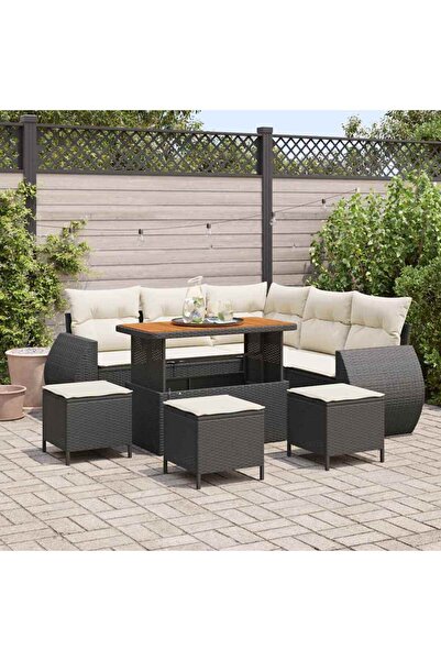 vidaxl Set de canapele pentru gradina 9 pcs Negru poliratan