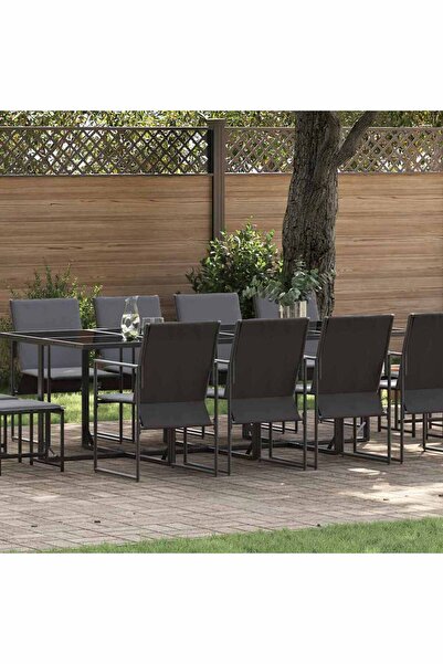 vidaxl Set de masa pentru gradina 13 pcs Negru Otel