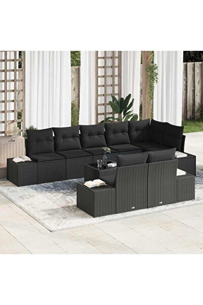 vidaxl Set de canapele pentru gradina cu depozitare Negru Rattan poli