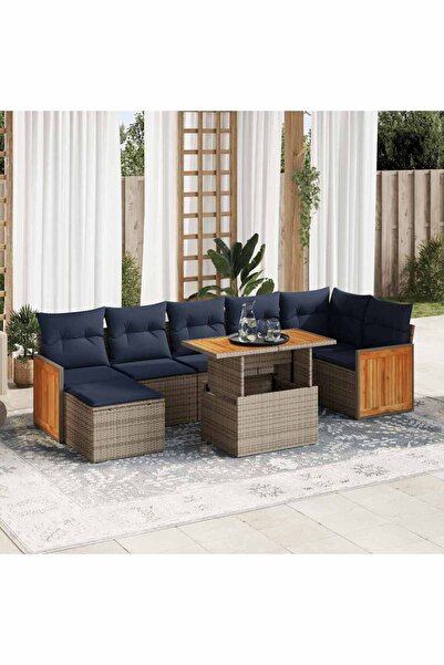 vidaxl Set canapele de gradina cu perne, 8 piese, maro, poliratan