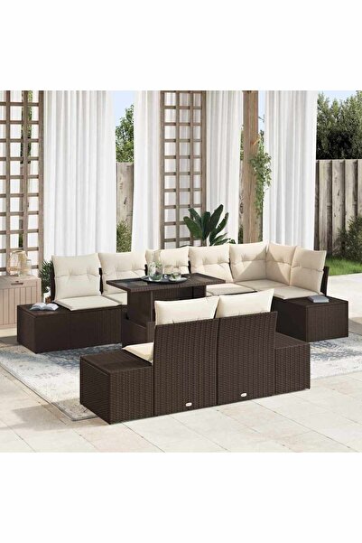 vidaxl Set de canapele pentru gradina 9 pcs Maro Rattan poli