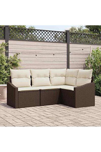 vidaxl Set de canapea cu perna 4 pcs Maro poliratan