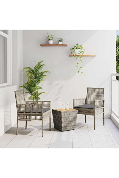 vidaxl Set Bistro de Gradina 3 pcs Gri poliratan