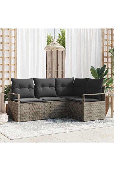 vidaxl Set de canapea 4 pcs Gri poliratan