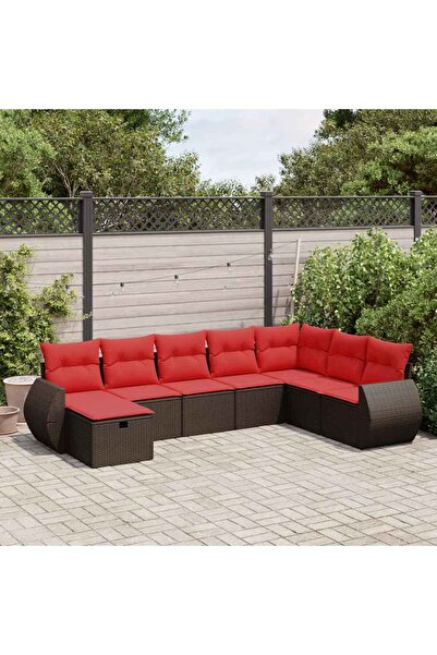 vidaxl Set canapele de gradina cu perne, 8 piese, maro, poliratan