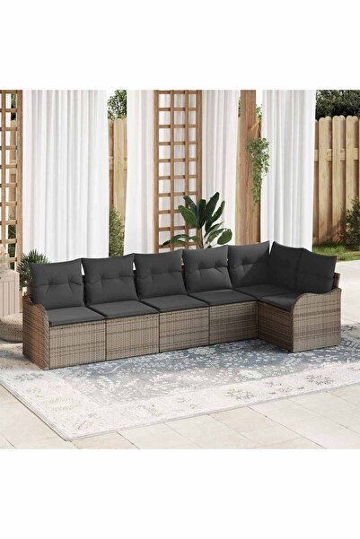 vidaxl Set de canapele pentru gradina 6 pcs Gri poliratan