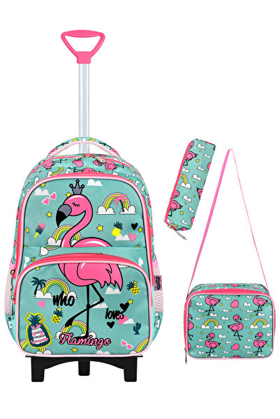 YOUOY Flamingo Çekçek 3-Piece Primary School Bag Set - Fixed Çekçek Mechanism...