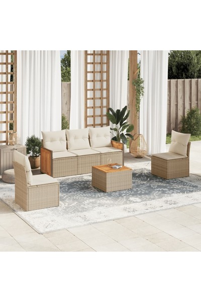 vidaxl Set canapele de gradina cu perne, 6 piese, bej, poliratan