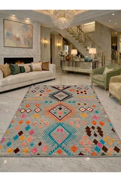 Rugs Modern Halı سجادة زخرفية ملونة ذات تصميم عرقي رمادي حديث منسوجة من SDT s...