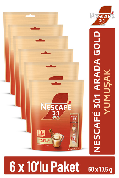 Nescafe Nescafé 3ü1 Arada Gold Yumuşak 10'lu Çoklu Paket (6 Adet)