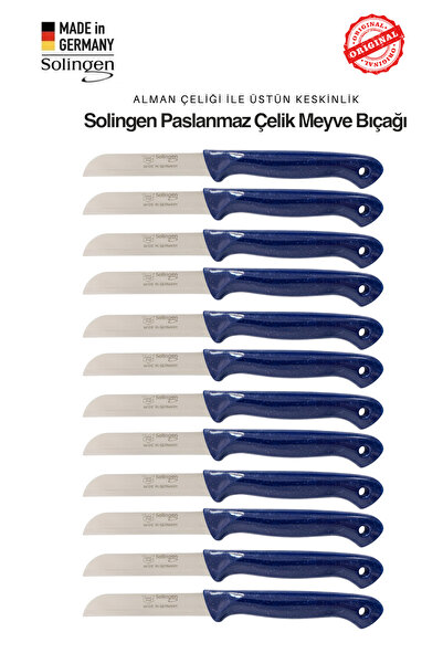 Solingen Profesyonel Lacivert Meyve Bıçağı Ultra Keskin Paslanmaz Çelik Mutfa...
