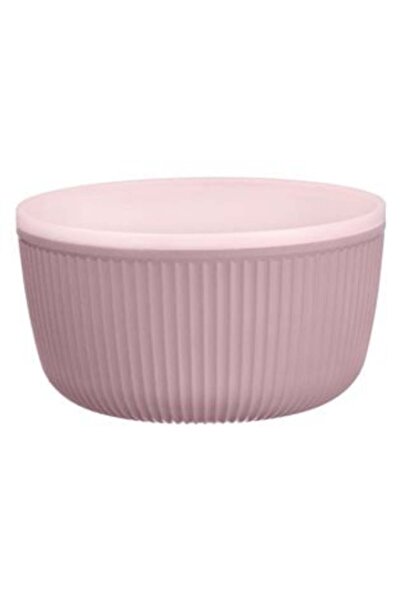 SHOPIENS Bol roz nude cu dungi în relief, din plastic, 520 ml