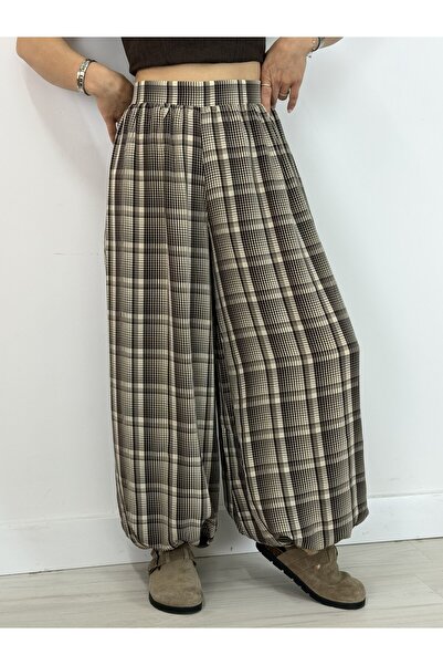 SİSTA MODA 8231 Plaid, Elastic Cuffed, Shalwar Trousers