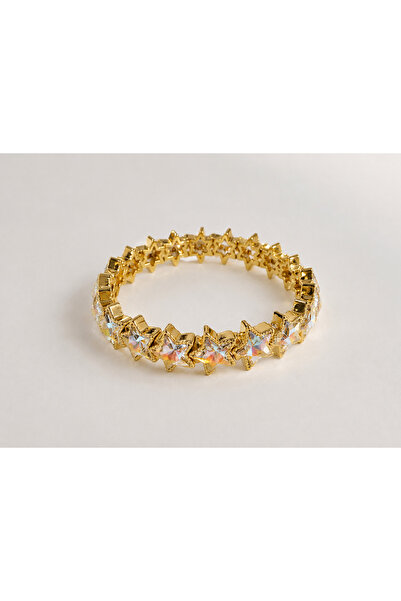 PORSE Star Stone Gold Plated Flexible Bracelet for Women |   Shiny Crystal Br...