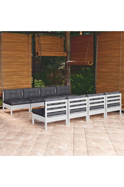 vidaxl Set mobilier de gradina cu perne, 9 piese, lemn masiv de pin