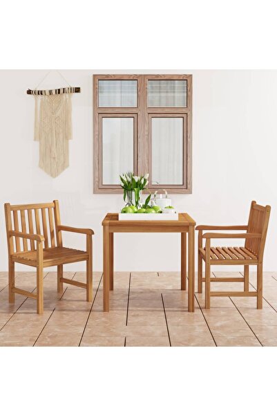vidaxl Set de mobilier de gradina cu 3 piese, 80x80 cm, lemn masiv de tec