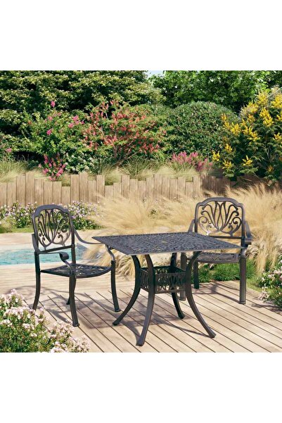 vidaxl Set mobilier bistro, 3 piese, negru, aluminiu turnat
