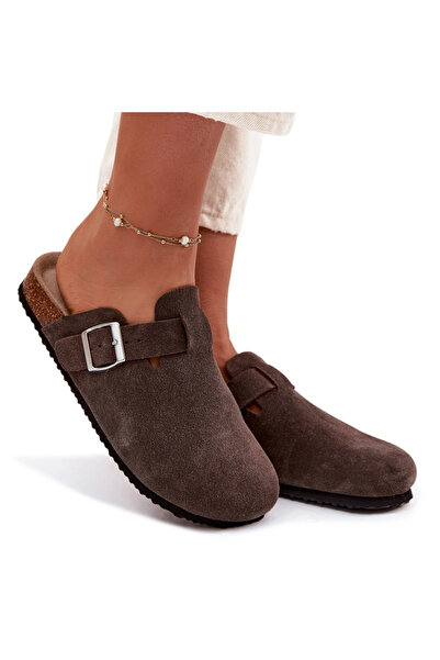 Vinceza Women's Chodaki 101332 Brown Suede Slides 41