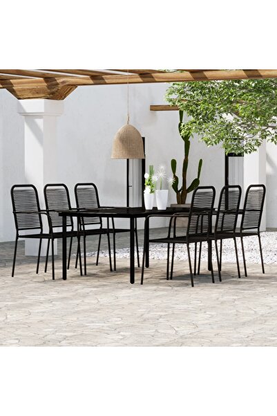vidaxl Set de mobilier pentru gradina, 7 piese, negru