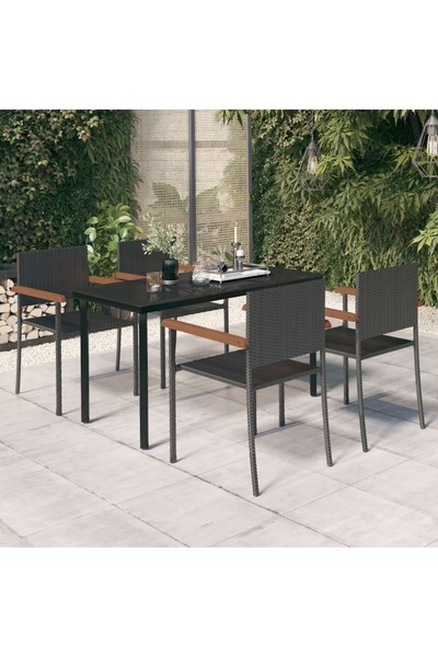 vidaxl Set de mobilier pentru gradina, 5 piese, negru