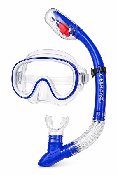 BERMUDA Dalış Gözlük Maske 14+ Şnorkel Seti 02 Lacivert