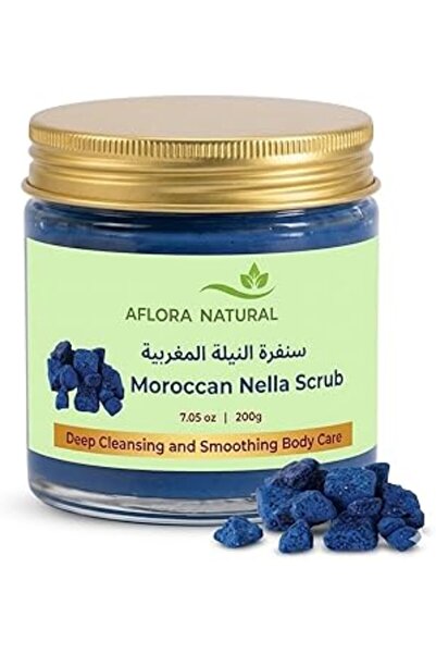 AFLORA مقشر الجسم المغربي بالنيلة، 200 جرام، مقشر تقليدي للتفتيح والتنقية، عل...