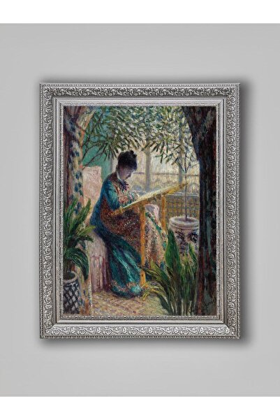 WoodyArts Madame Monet, broderătoare - Ramă gri în stil antic