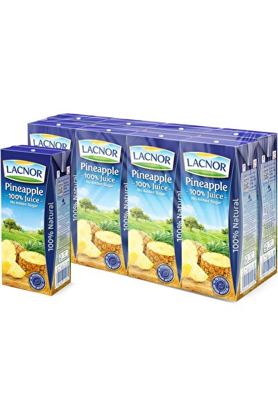 Lacnor Essentials Pineapple 100% Juice, No Added Sugar, 180Ml Pack Of 8