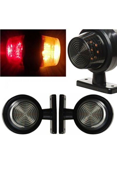 Led Light Alex Set de 2 lumini de gabarit LED 12V-24V roșu+galben, sticlă fum...