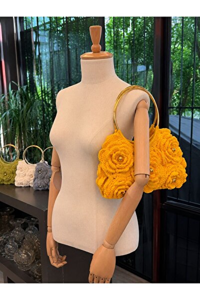 AHK Bag Beauty Çiçek desenli örgü çanta