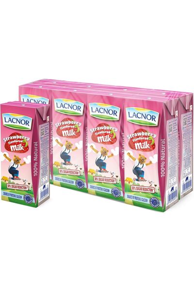 Lacnor Essentials Stwawberry Milk - 180 ml X 8
