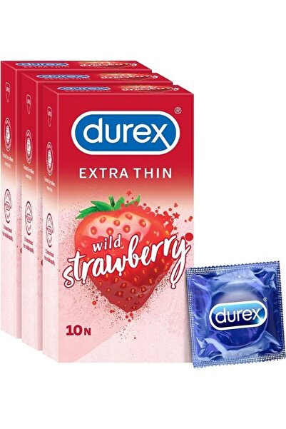 Durex Play واقي ذكري دوريكس رفيع للغاية بنكهة الفراولة البرية للرجال، عبوة من...