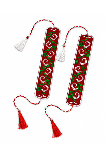 brodezcu Set 2 brățări brodate tradiționale reglabile cu motive florale român...