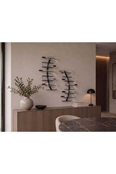 RackAndCork Rack And Cork - Duvara Monte Şişe Rafı, Modern Minimalist Metal Ş...