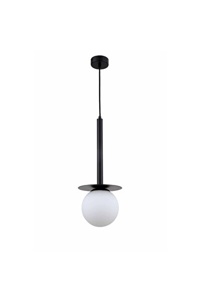 Light Prestige Lustră suspendată Roma, metal negru cu abajur din sticlă albă,...