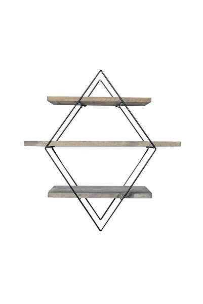 OEM Decorative Wall Shelf 60x60x14 cm–100% Hand-Crafted Spruce Wood 100% Meta...
