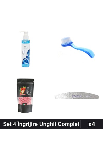 Makeup Set of 4 Nail Care - Cooling Gel, Dusting Brush, Strawberry Wax, Emma ...