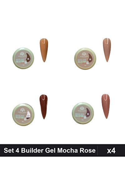 Makeup Set 4 Builder Gel Mocha Rose 15g, Nuante 04 05 08 09, Constructie Ungh...