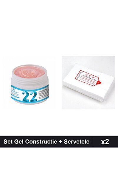 Makeup Set 2 Gel Constructie UV LED FSM 15g + Servetele Unghii 900 buc, Manic...