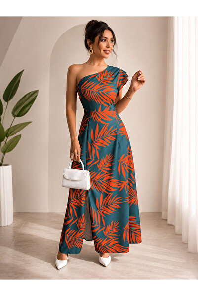 Kokosh moda Γυναικείο φόρεμα με σχισμή και μονό ώμο με σχέδιο για τη νέα σεζόν