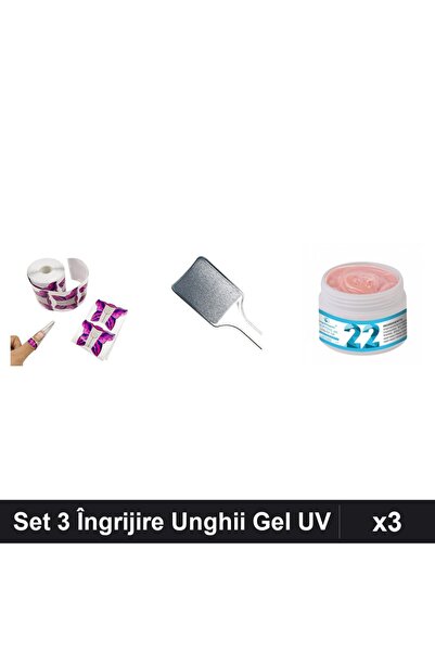 Makeup Set 3 Îngrijire Unghii cu Șabloane Fluture, Pilă Calcaie și Gel Constr...